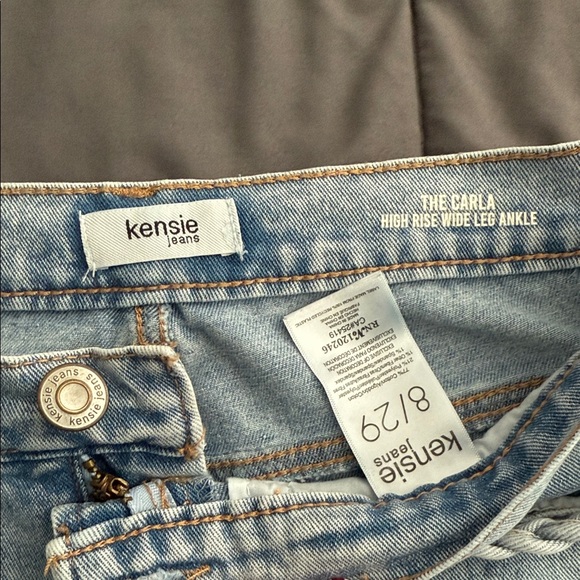 Kensie Carla Wide Leg Blue Jeans 8/29 Ankle length with belt - Picture 3 of 3